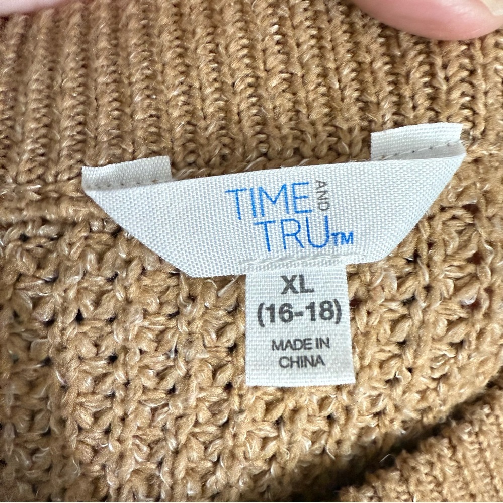 Time and Tru tan knit crewneck sweater size XL - Picture 7 of 8